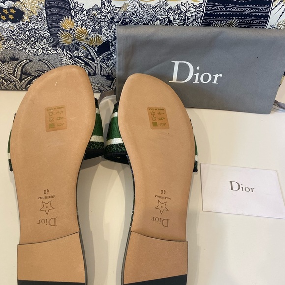 New Christian Dior Embroidered Green Slides Sz 40 - Picture 4 of 5